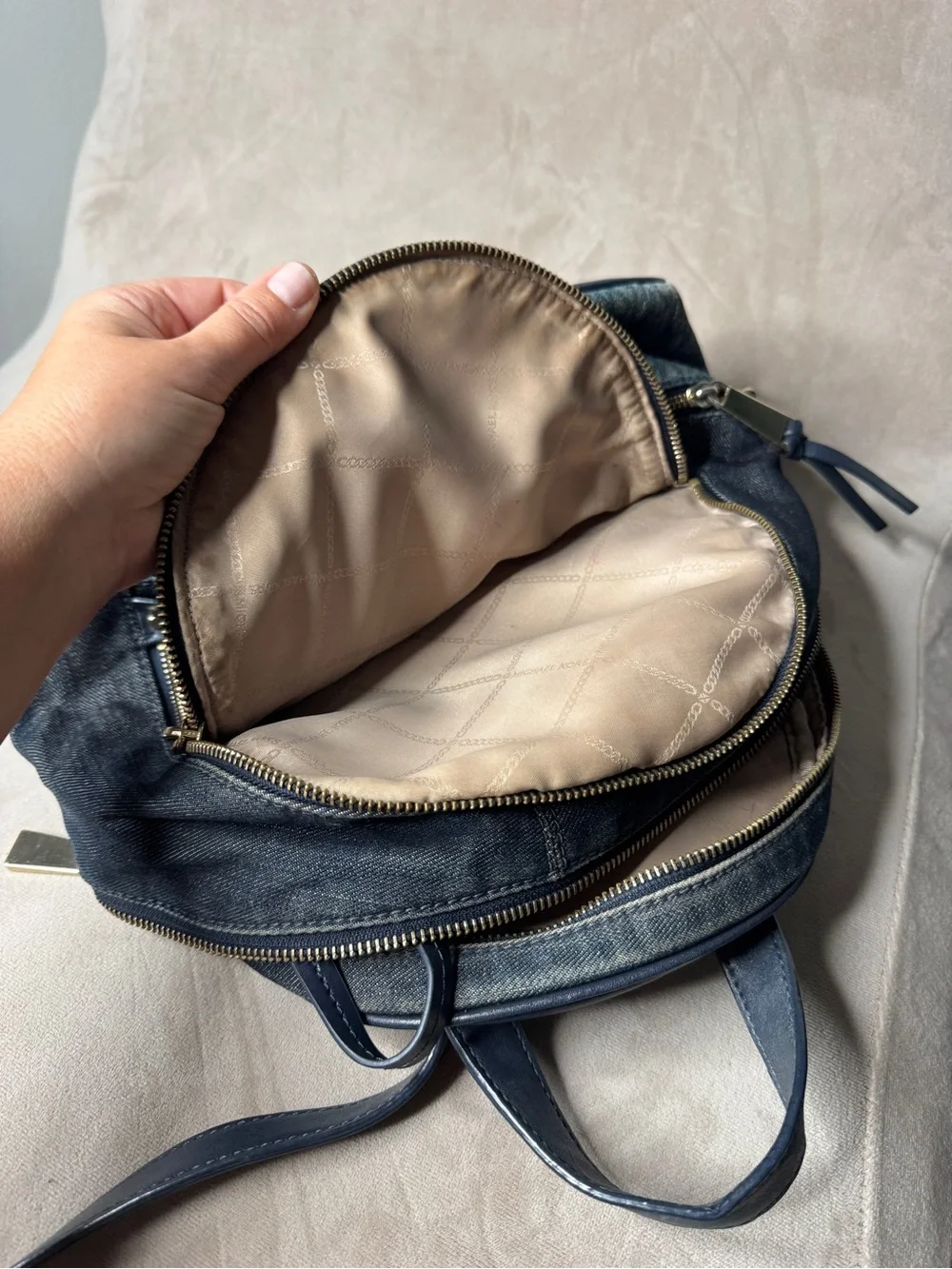 Michael Kors Denim Logo Backpack in Blue